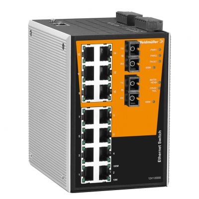 WEIDMULLER IE-SW-PL16M-14TX-2SC Network switch (programowany), zarządzany, Fast Ethernet, Liczba portów: 14x RJ45, 2x SC wielomodowy, 0 °C...60 °C, IP30 1241120000 /1szt./ (1241120000)